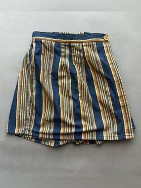 90s Striped Navy and Tan Skort